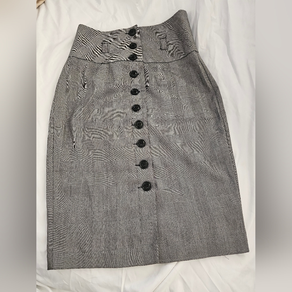 Gray High-Waisted Button-Down Skirt
